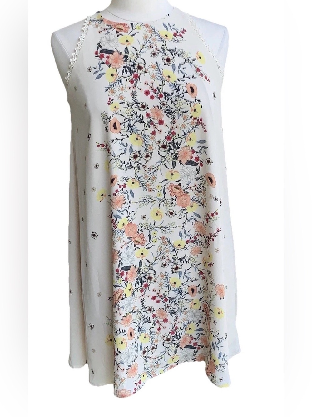NWT Altard State Floral Cream Trapeze Shift Dress Small Bloomcore Fairy Chiffon